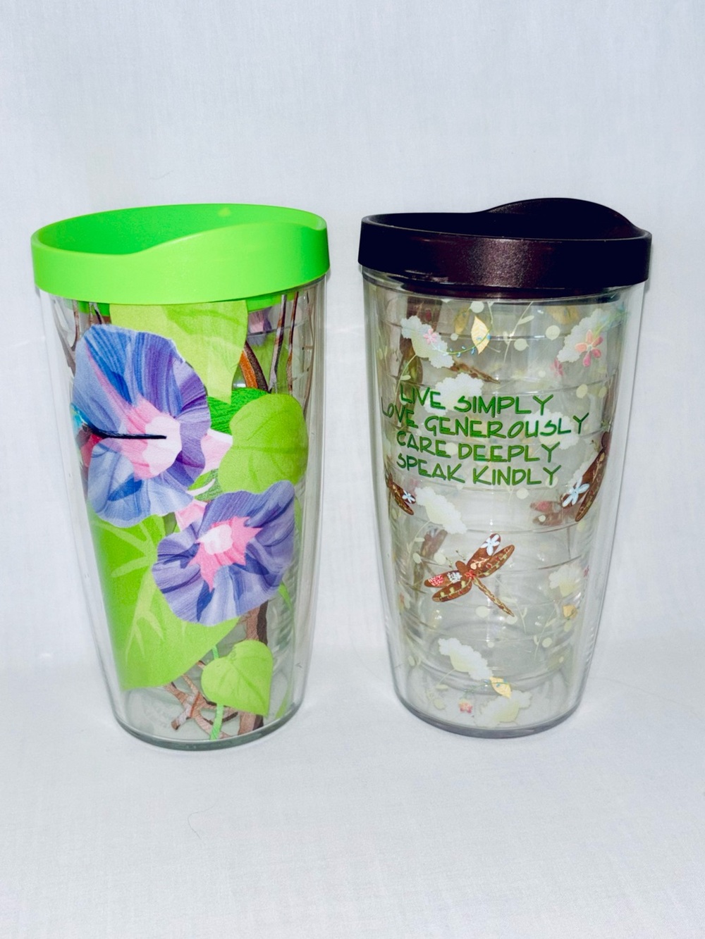 Tervis Insulated Cold Hot Drink Travel Cups Hummingbird Morning Glory Dragonfly
